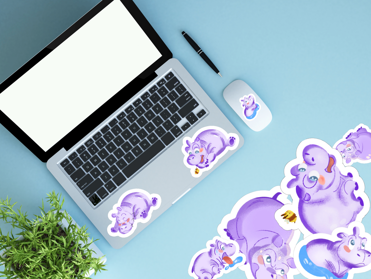 Happy Hippo Stickers