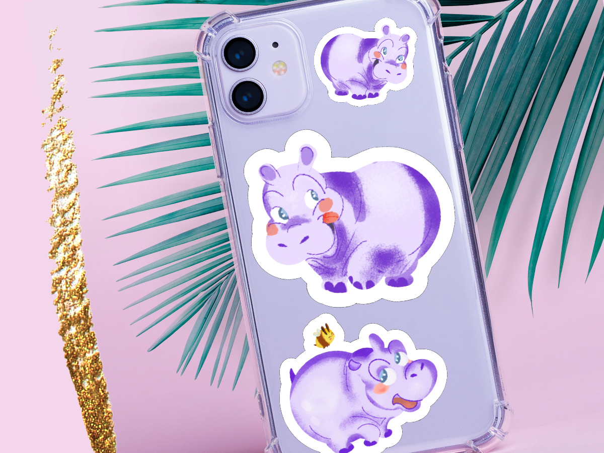 Happy Hippo Stickers